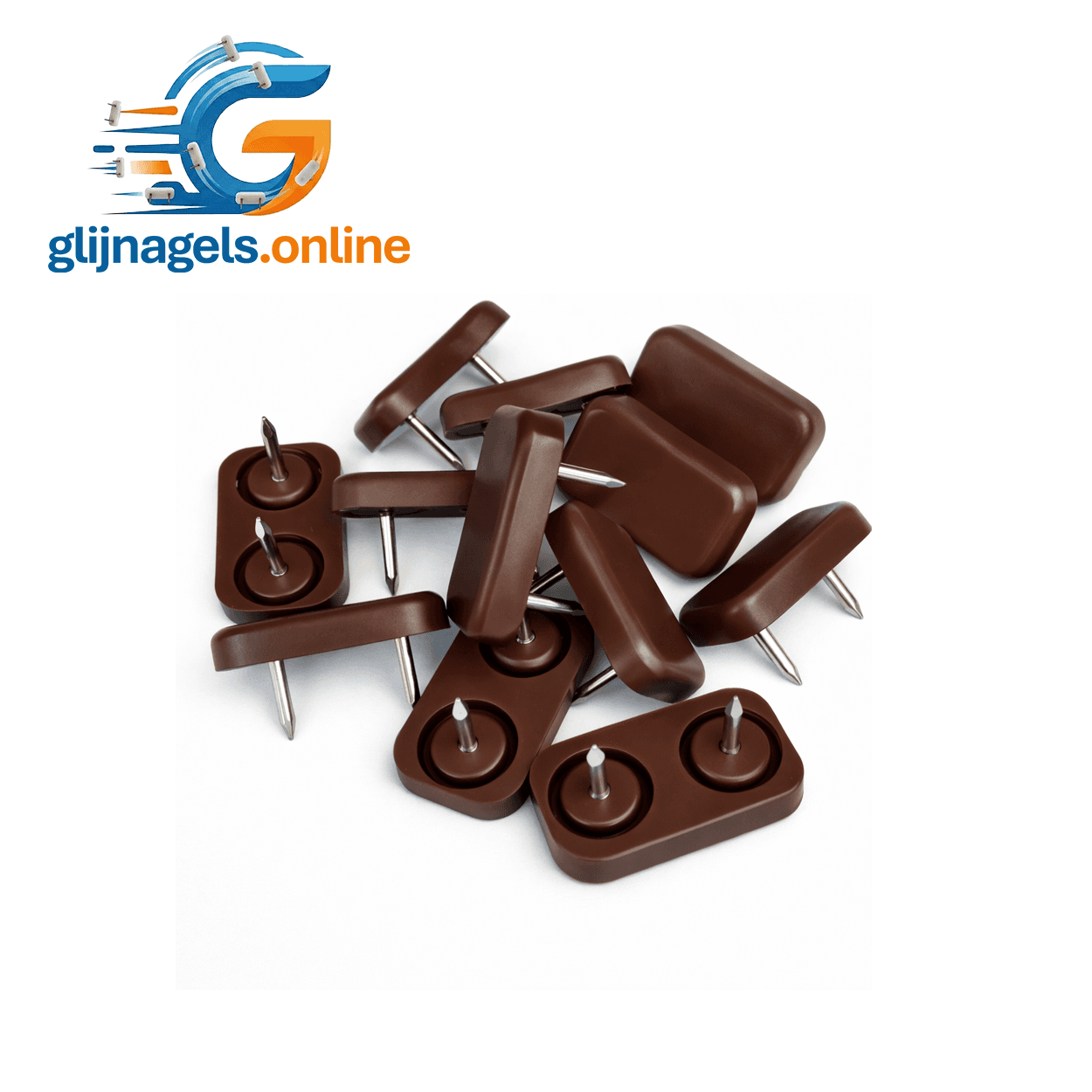 Glijnagel 30x18mm - Kunstof - Bruin - Dubbele nagel