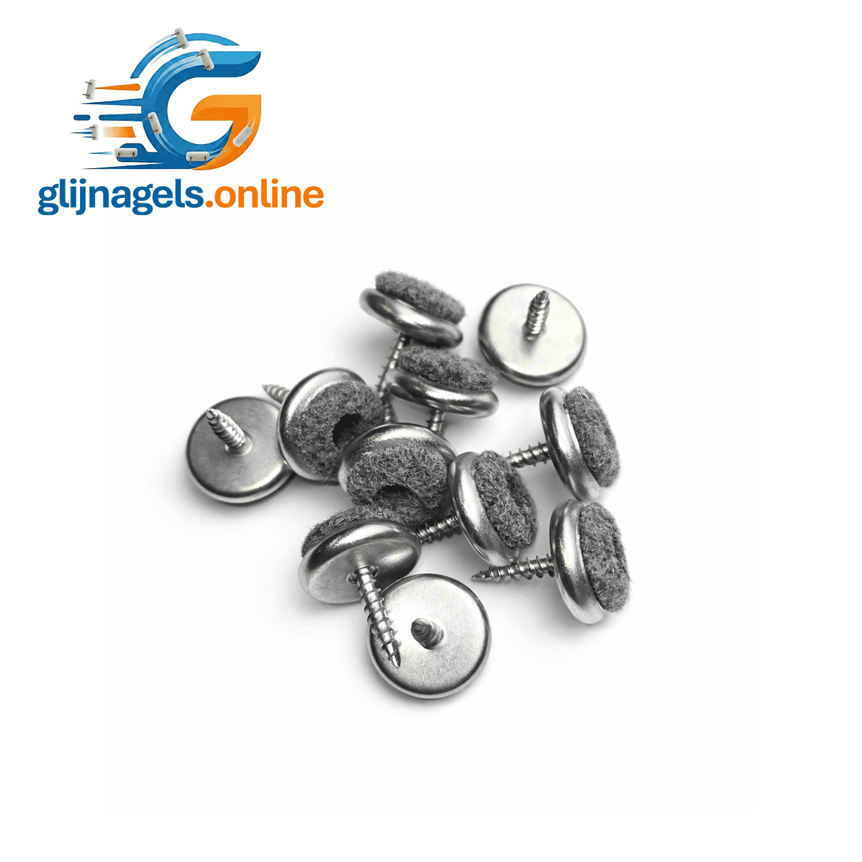 Glijnagel Ø18mm - Wolvilt - Vernikkeld - Schroef