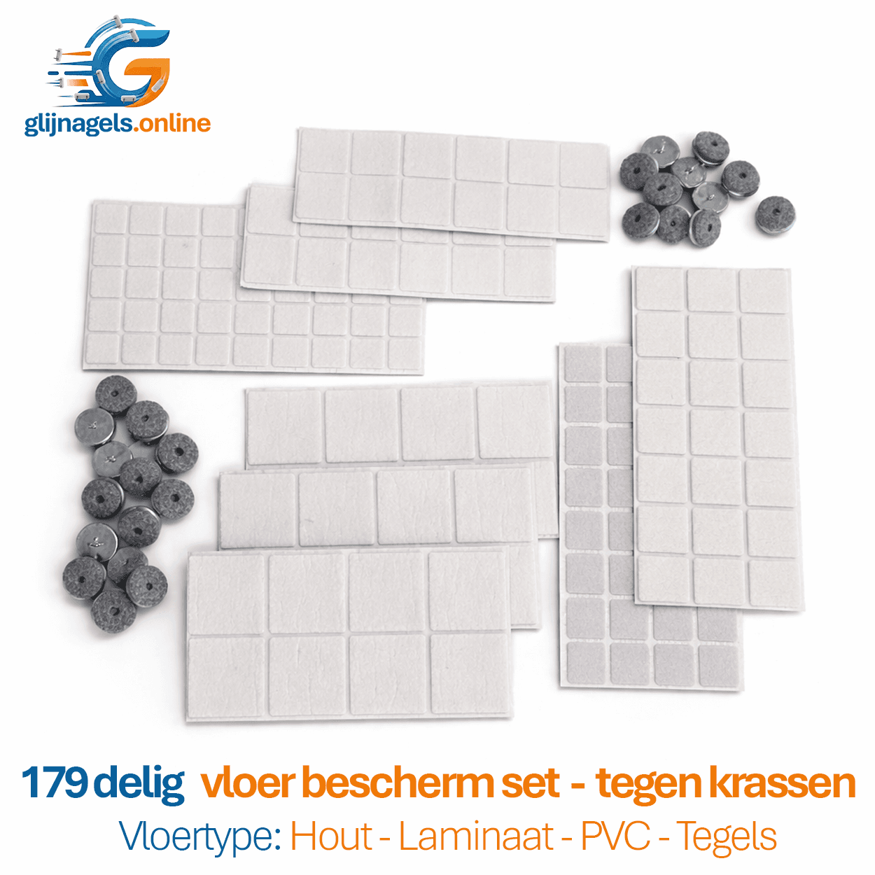 Vloerbescherm Set Compleet – 179-delig – Vilt & Glijders voor Stoelen en Meubels